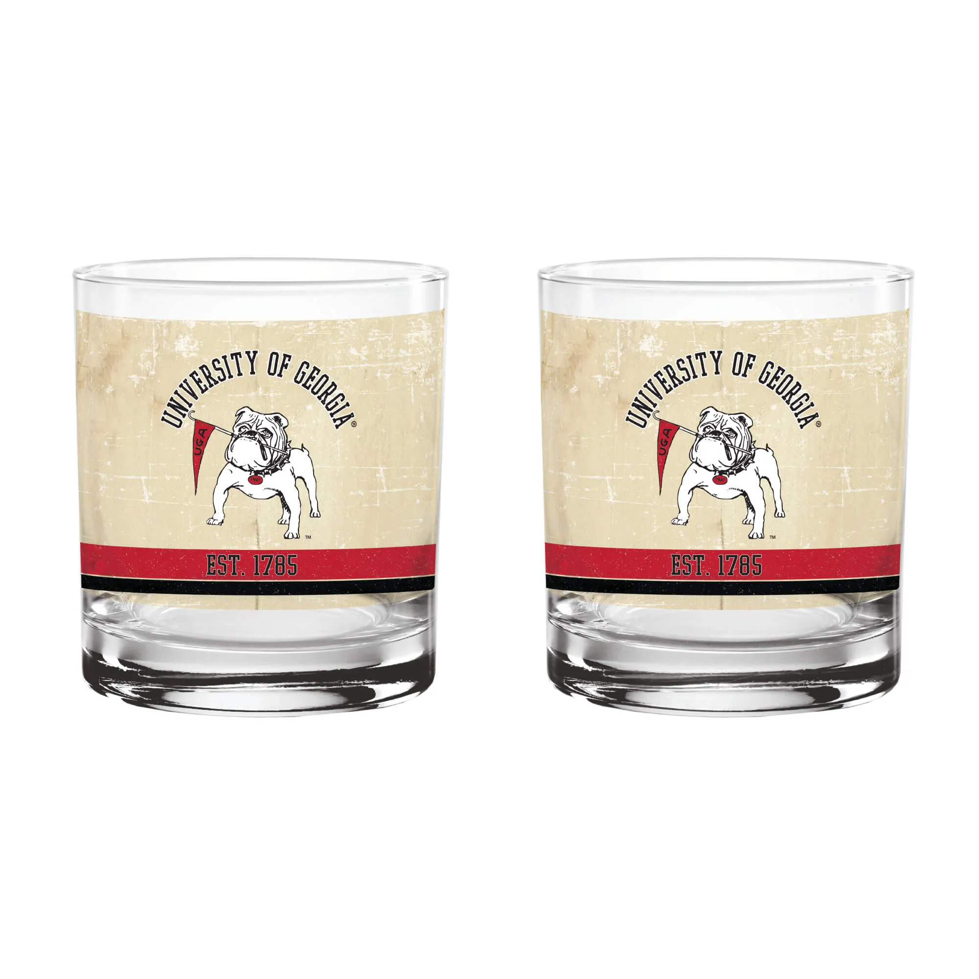 1cGeorgia-Bulldogs-Set-of-2-College-Vault-Tan-Retro-14oz-Rocks-Glasses
