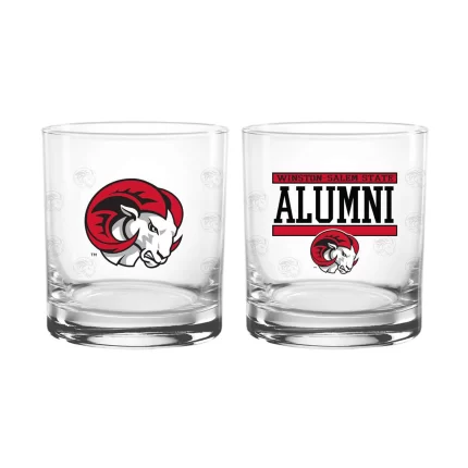 Set of 2 Winston Salem Rams 14oz XD Alumni Rocks Glasses