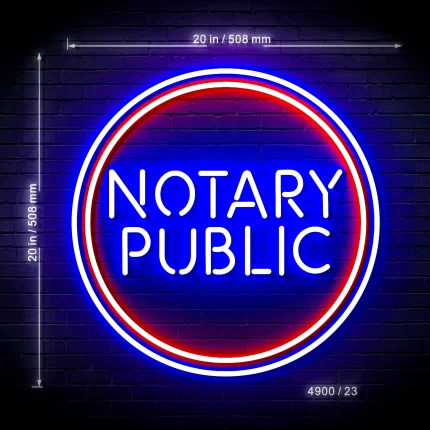 20" Round Notary Public Ultra-Bright LED Sign with Remote (Neon-Style, LED Technology)