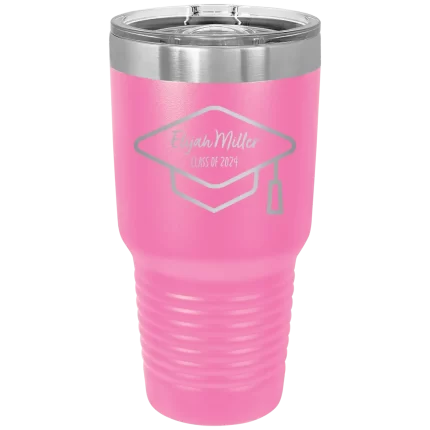 Personalized 2 lines Grad Name and Class 30 oz Tumbler - Pink