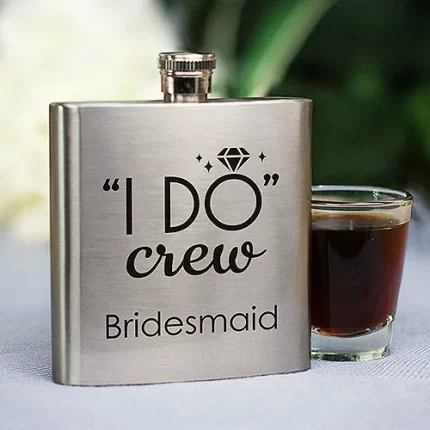 "I Do Crew" Personalized Flask - Bridesmaid or Bachelorette Gift
