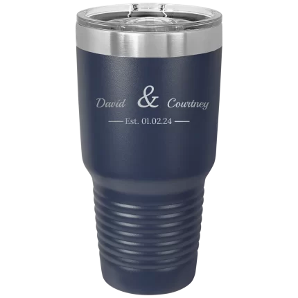 Personalized 2 Lines Name Anniversary 30 oz Tumbler - Navy