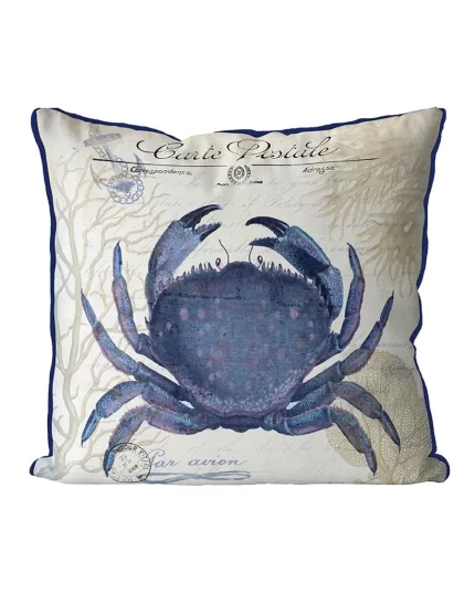 Seaside Postcard, Cream, Crab, Cushion / Throw Pillow
