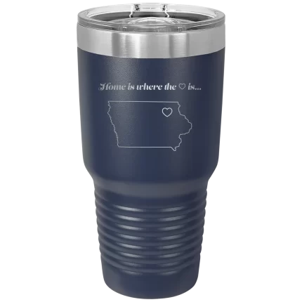 Personalized Iowa Heart 30 oz Tumbler - Navy