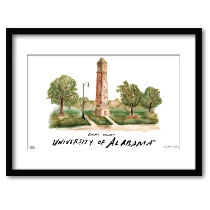 Alabama Denny Chimes, Framed Watercolor Wall Art 16" x 20" by Laura Wilcox