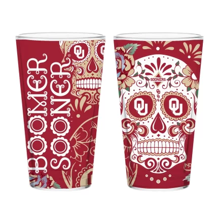 Set of 2 Oklahoma Dia de los Muertos Pint Glasses