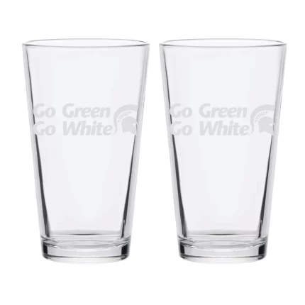 16oz Michigan State Etched Spartans Slogan Pint 2 Pack