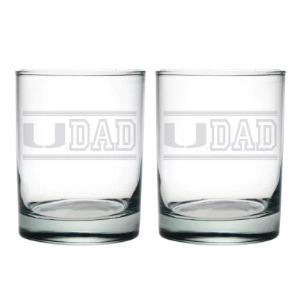 14oz Miami Hurricanes Etched Dad DOF 2 Pack