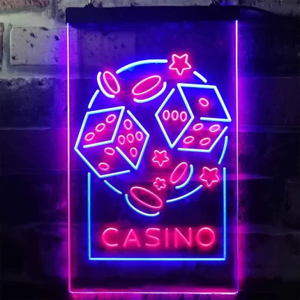 Casino Dice Game Man Cave LED Light Sign