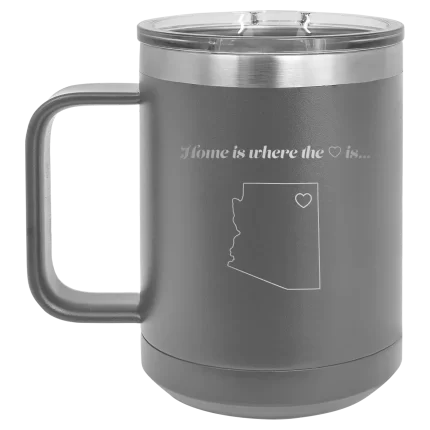 Personalized Arizona Heart 15 oz Mug - Dark Gray