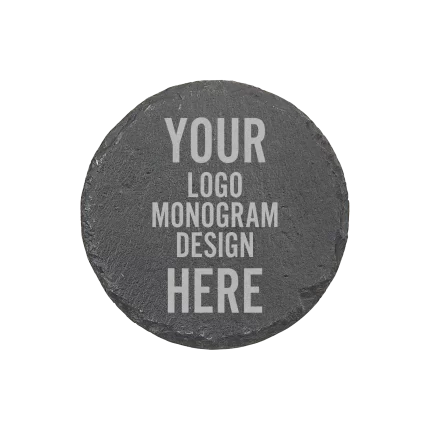 Etched Round Slate Drink Coasters - 4 Pack