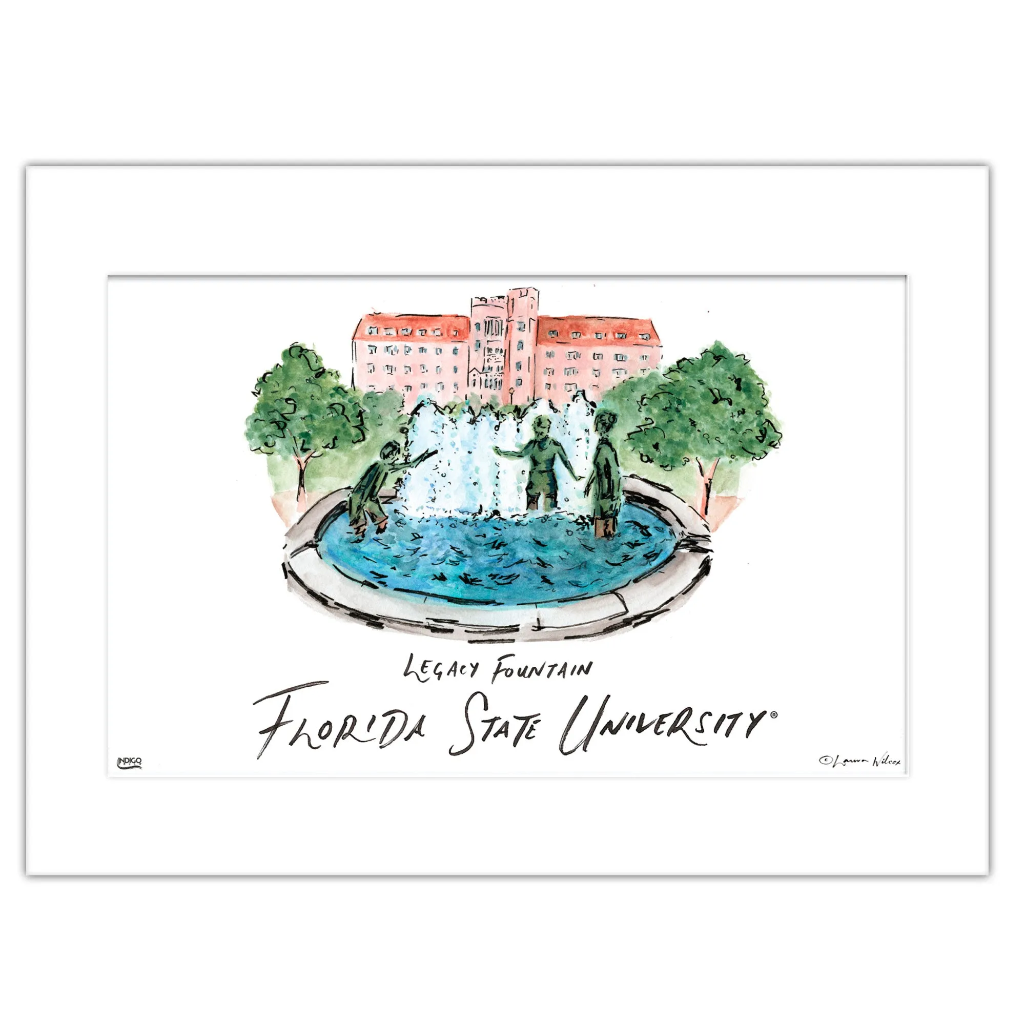 1lFlorida-State-Legacy-Fountain-Matted-Watercolor-Wall-Art-16-x-20-by-Laura-Wilcox