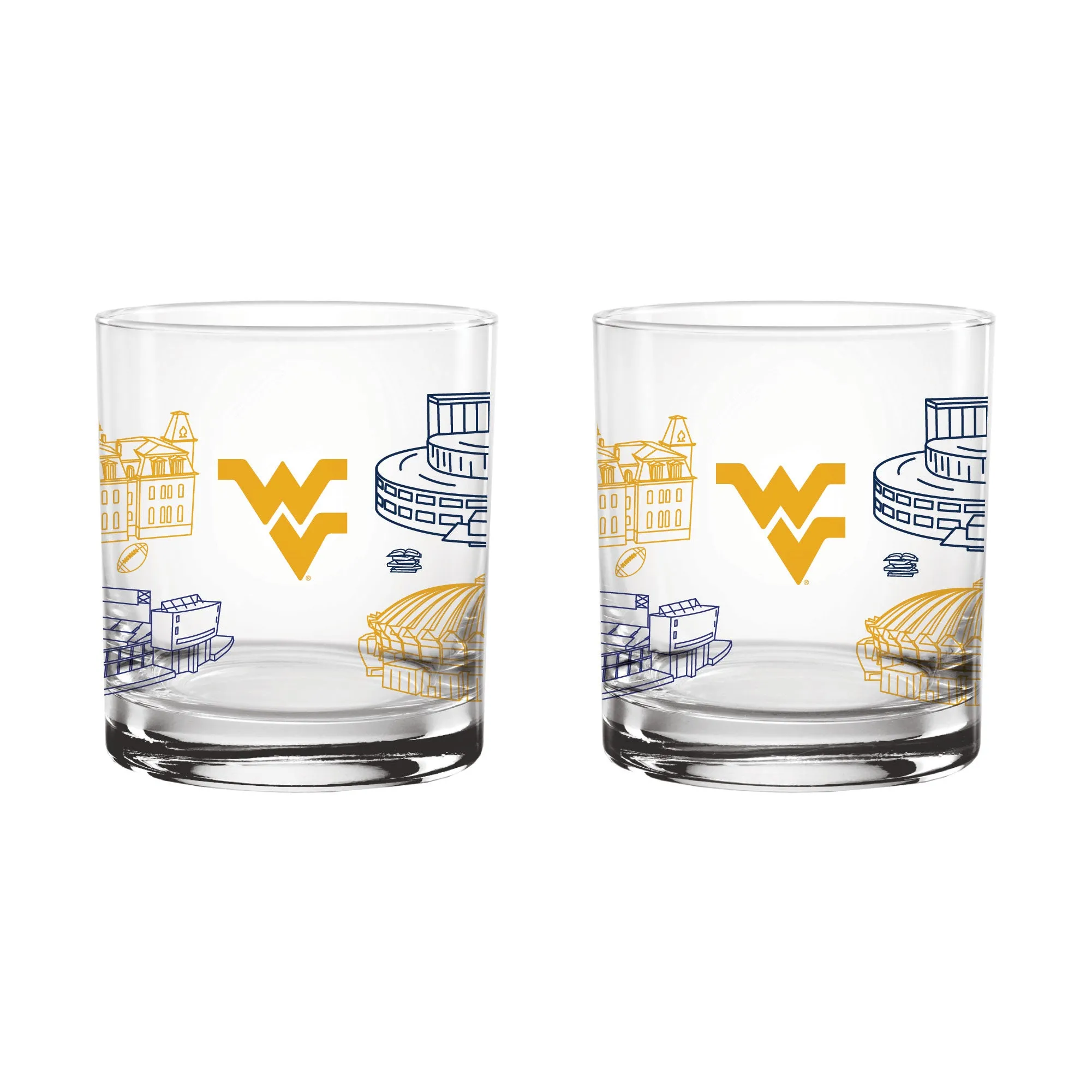 1lSet-of-2-West-Virginia-Mountaineers-Campus-Line-Art-14oz-Rocks-Glasses