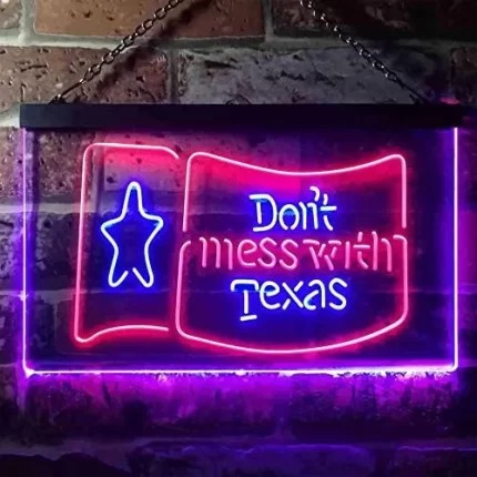 Don't Mess with Texas Flag Garage LED Light Sign