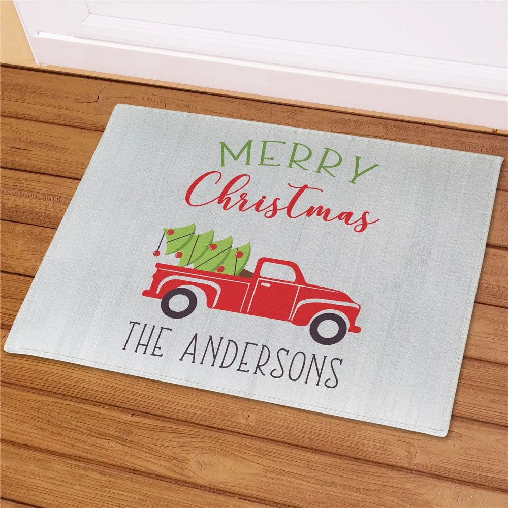 1nChristmas-Truck-Personalized-Doormat-Custom-Family-Welcome-Mat