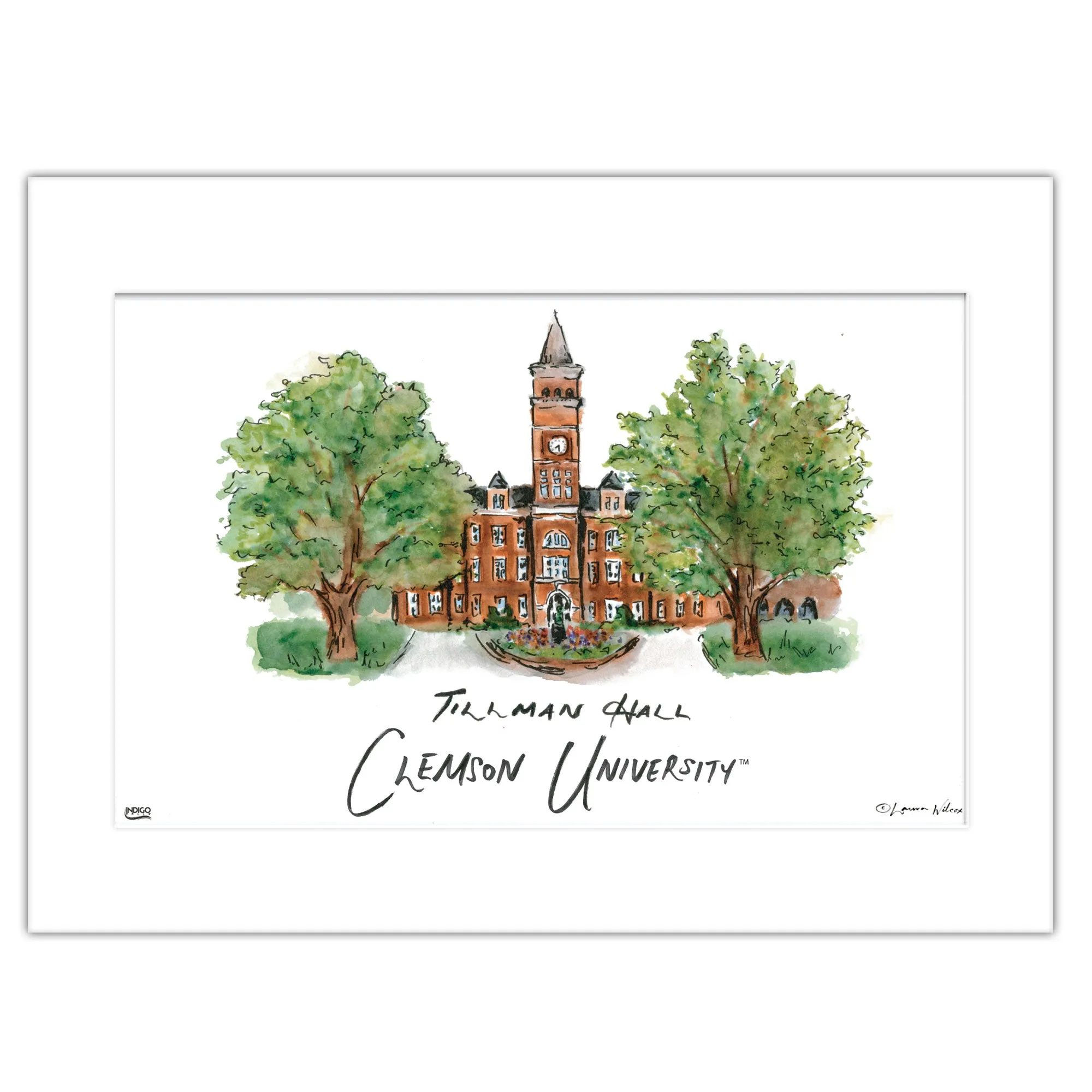 1nClemson-Tillman-Hall-Matted-Watercolor-Wall-Art-11-x-14-by-Laura-Wilcox