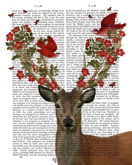 Deer and Love Birds, Book Print, Art Print, Wall Art