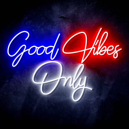 Good Vibes Only Ultra-Bright LED Sign with Remote (Neon-Style, LED Technology)
