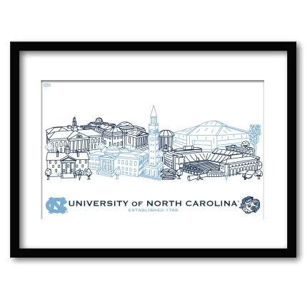 North Carolina Tar Heels Framed Campus Line Wall Art 11" x 14"