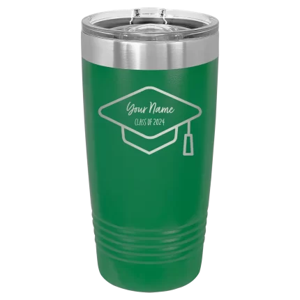Personalized 2 lines Grad Name and Class 20 oz Tumbler - Green