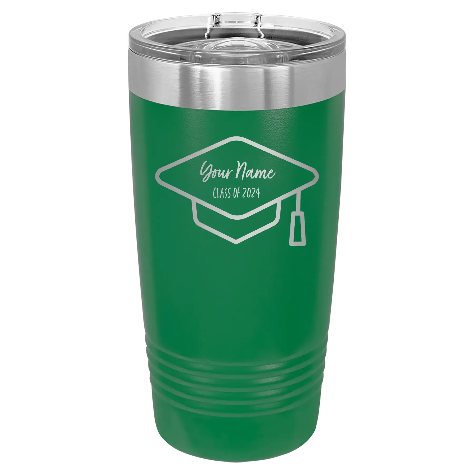 1nPersonalized-2-lines-Grad-Name-and-Class-20-oz-Tumbler-Green