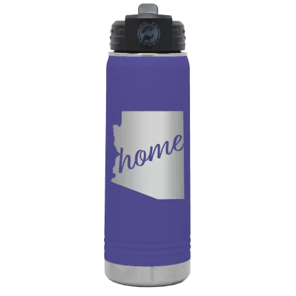 Personalized Arizona Home 20 oz Water Bottle - Purple