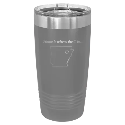 Personalized Arkansas Heart 20 oz Tumbler - Dark Gray