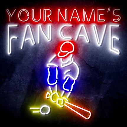 Custom Ultra-Bright Baseball Fan Cave LED Sign with Remote (Neon-Style, LED Technology)