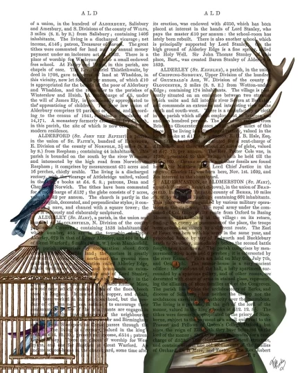 Deer and Bamboo Cage, Portrait, Book Print, Art Print, Wall Art