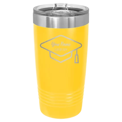 Personalized 2 lines Grad Name and Class 20 oz Tumbler - Yellow
