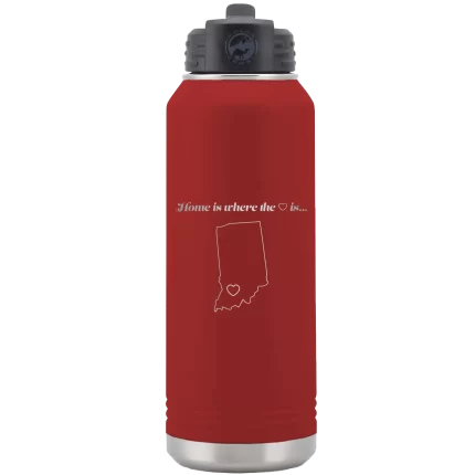 Personalized Indiana Heart 32 oz Water Bottle - Maroon