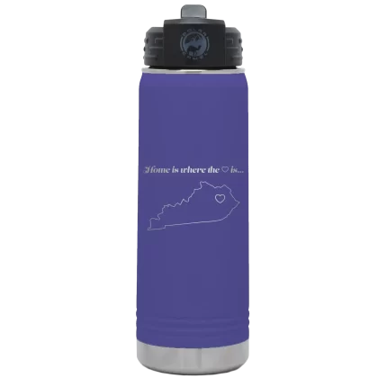 Personalized Kentucky Heart 20 oz Water Bottle - Purple