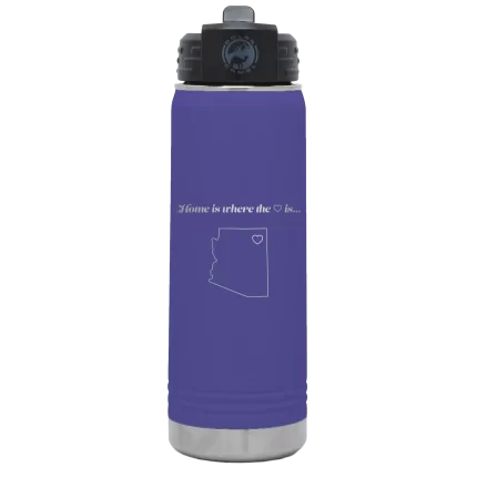 Personalized Arizona Heart 20 oz Water Bottle - Purple