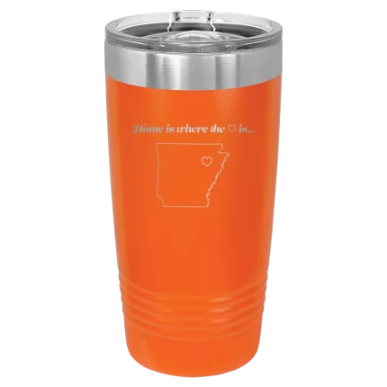 Personalized Arkansas Heart 20 oz Tumbler - Orange