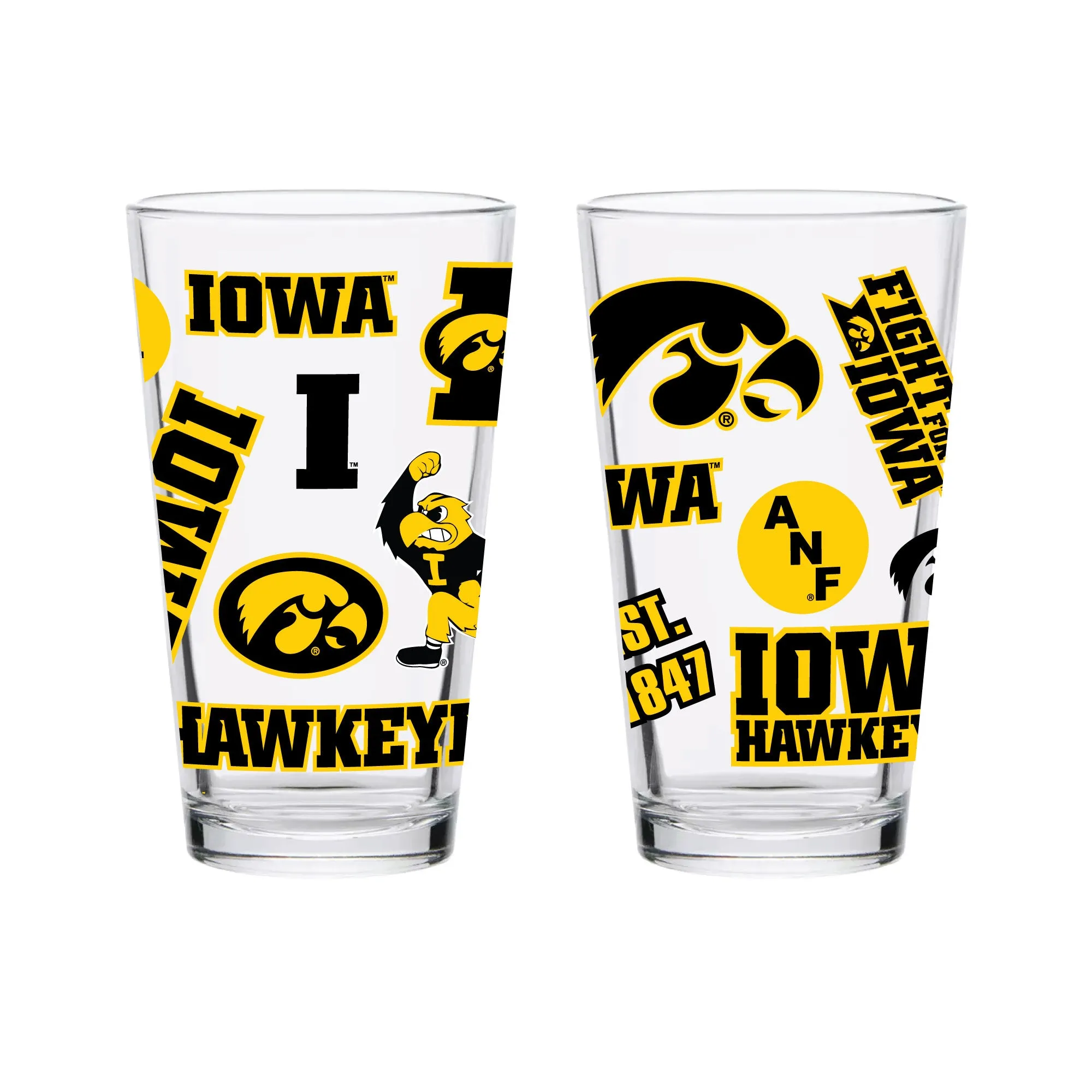 1pSet-of-2-Iowa-Hawkeyes-16oz-XD-Medley-Pint-Glasses
