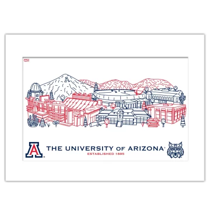 Arizona Wildcats Matted Campus Line Wall Art 11" x 14"