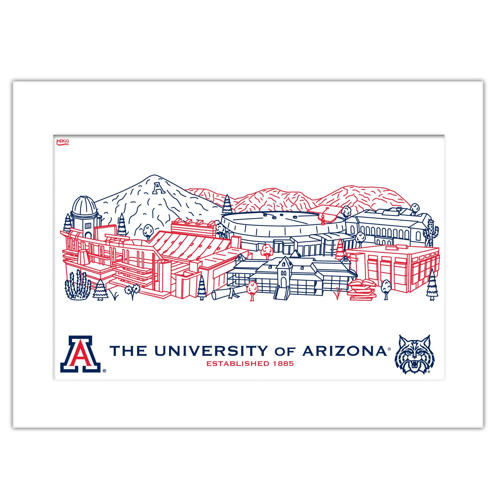 1qArizona-Wildcats-Matted-Campus-Line-Wall-Art-11-x-14-