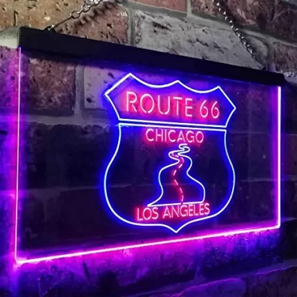 Chicago to Los Angeles Route 66 LED Light Sign