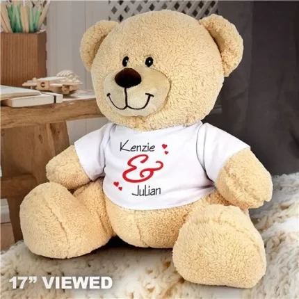 Custom Teddy Bear with Personalized T-Shirt - Add Couple's Names