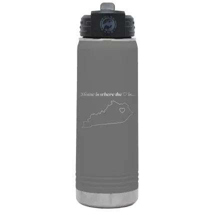 Personalized Kentucky Heart 20 oz Water Bottle - Dark Gray