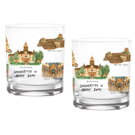 14oz Notre Dame Fighting Irish Laura Wilcox University Collection 2-Pack Glass Set