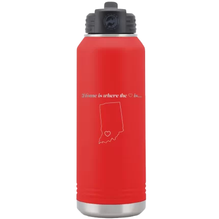 Personalized Indiana Heart 32 oz Water Bottle - Red
