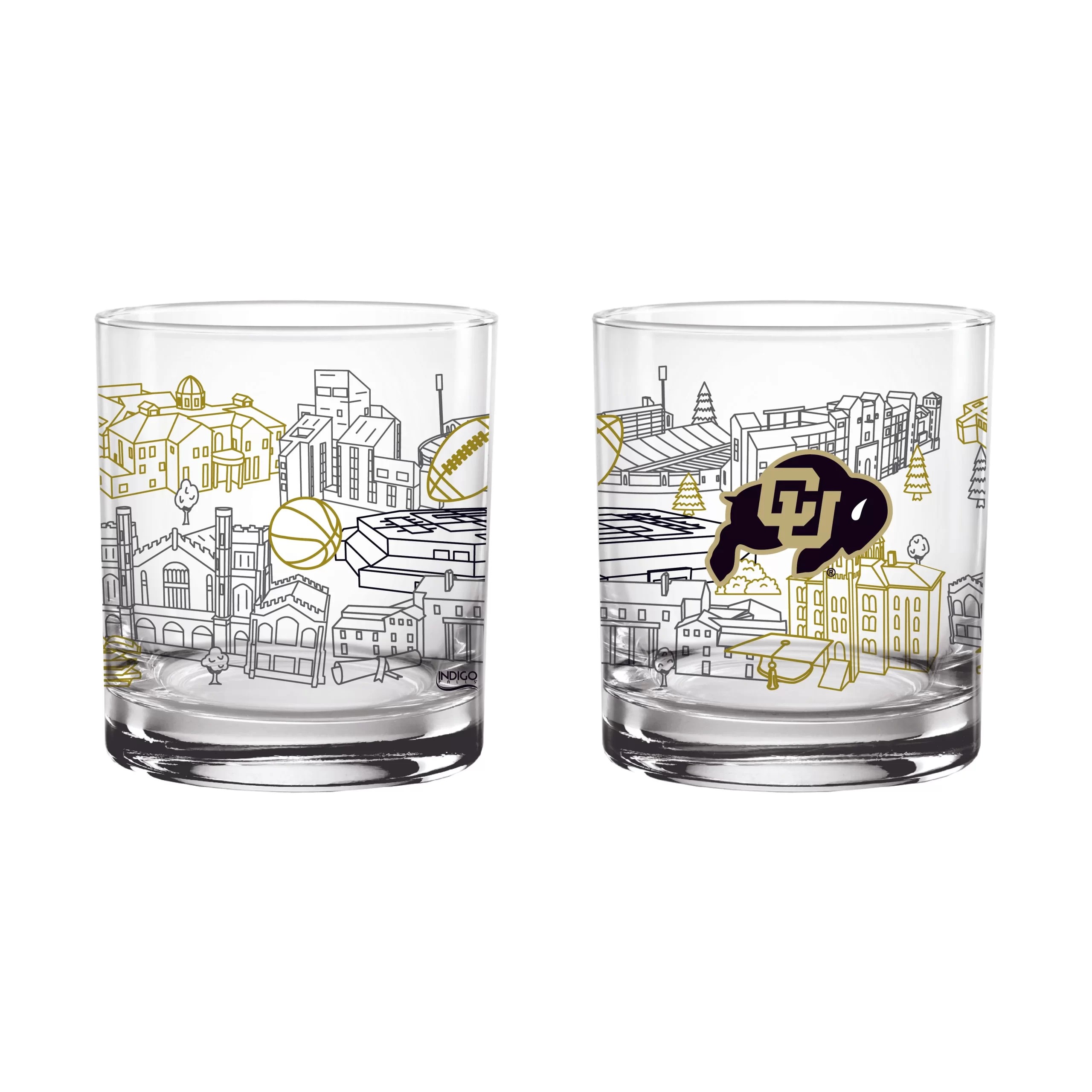 1rSet-of-2-Colorado-Buffaloes-Campus-Line-Art-14oz-Rocks-Glasses