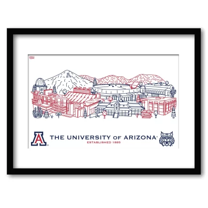 Arizona Wildcats Framed Campus Line Wall Art 11" x 14"