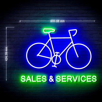 Bicycles Bike Shop Sales & Services Ultra-Bright LED Sign with Remote (Neon-Style, LED Technology)