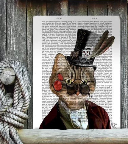 Phileas Feline Steampunk Cat, Book Print, Art Print, Wall Art
