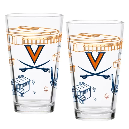 Set of 2 Virginia Cavaliers Campus Line Art 16oz Pints