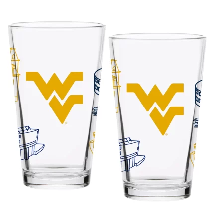 Set of 2 West Virginia Mountaineers Campus Line Art 16oz Pints