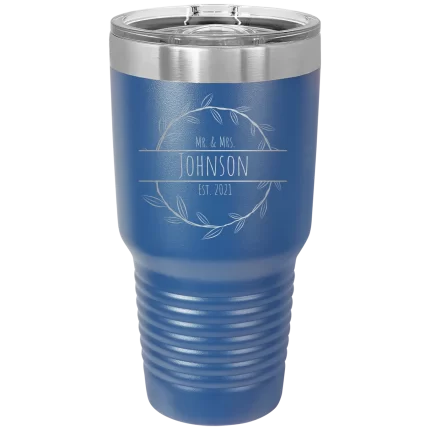Personalized Last Name and Est 30 oz Tumbler - Royal Blue