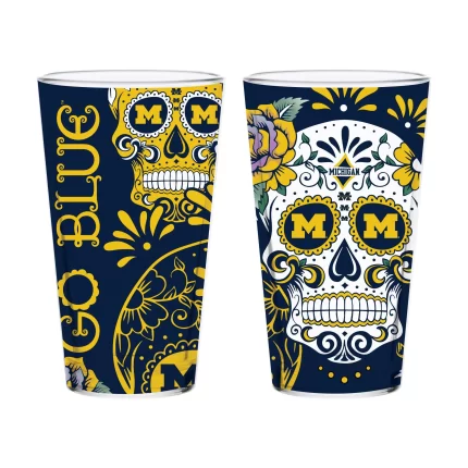 Set of 2 Michigan Dia de los Muertos Pint Glasses